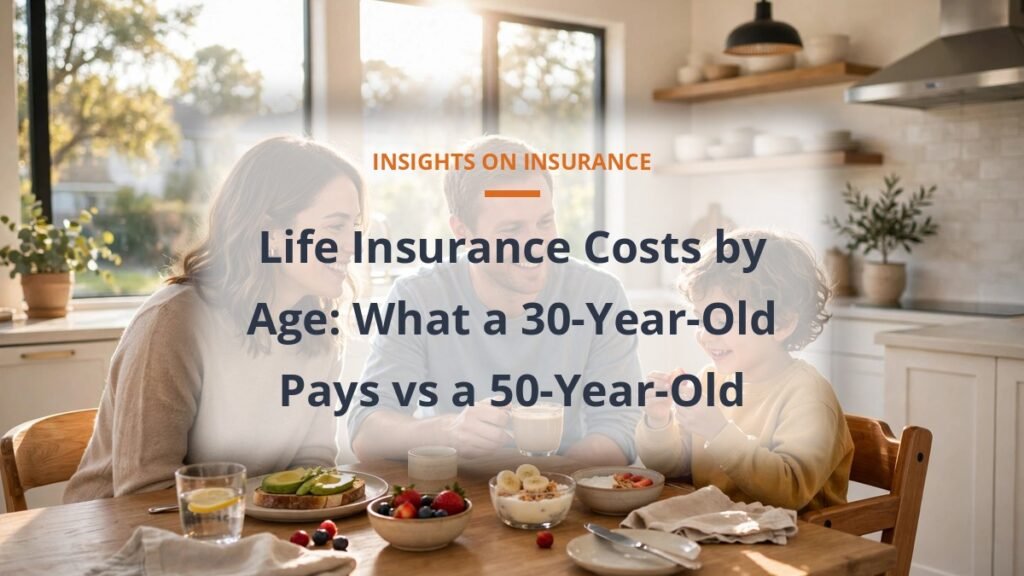 Life insurance cost by age: monthly term life rates for 30 vs 50 year olds