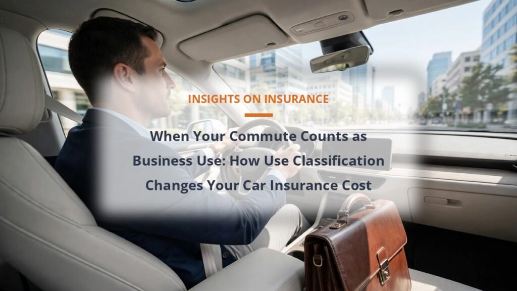 Professional driving between client offices, business use car insurance cost