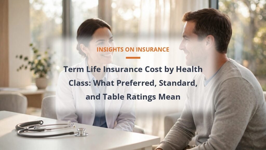 Term life insurance cost by health class: preferred vs standard pricing
