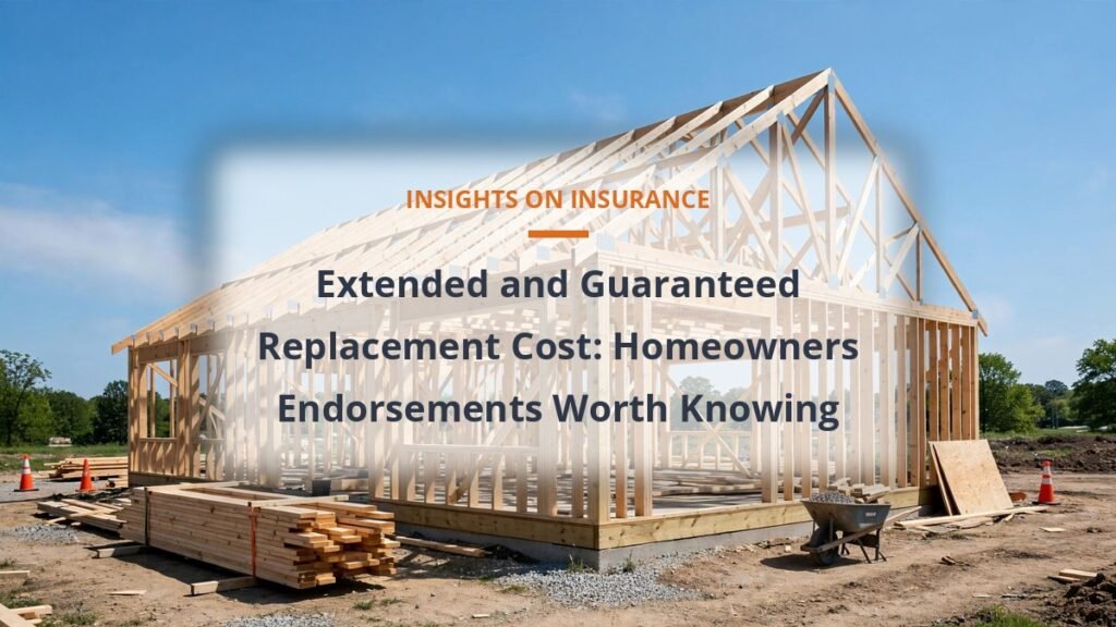 Extended and guaranteed replacement cost endorsements for homeowners insurance