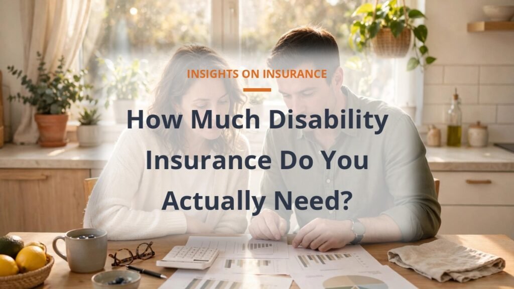 Couple calculating how much disability insurance coverage they need at the kitchen table