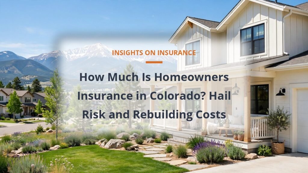 Homeowners insurance cost in Colorado guide with a suburban home and mountains behind it