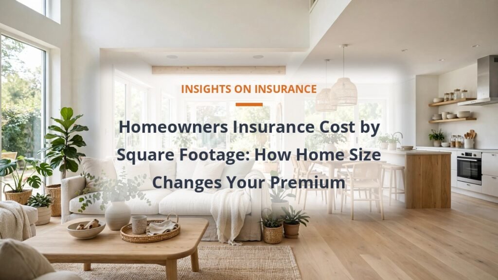 Homeowners insurance cost by square footage guide with a spacious bright living room
