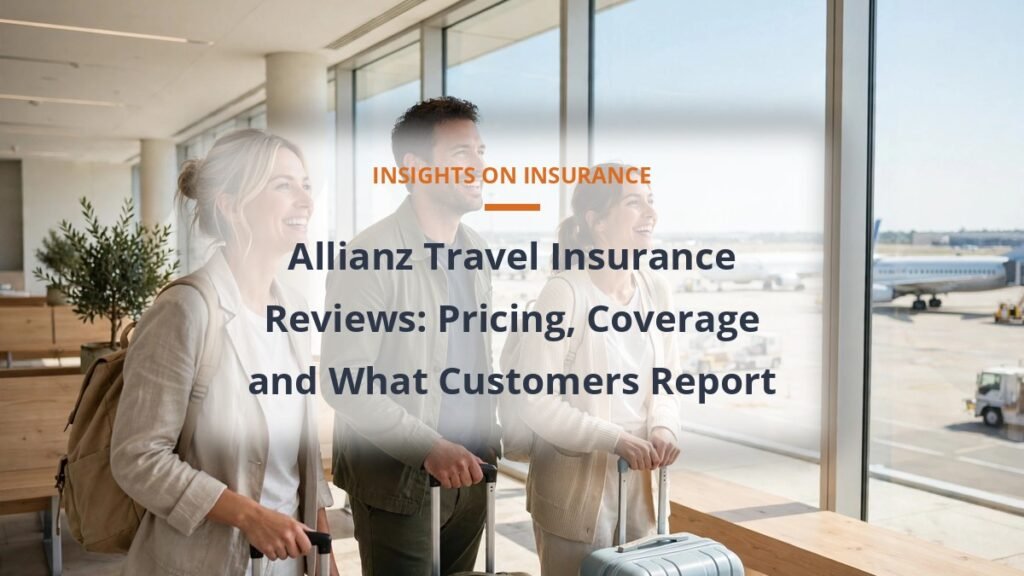 allianz travel insurance reviews with travelers and suitcases in a bright airport