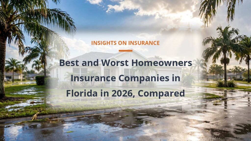 best and worst homeowners insurance companies in Florida compared, Florida home with palm trees after a storm