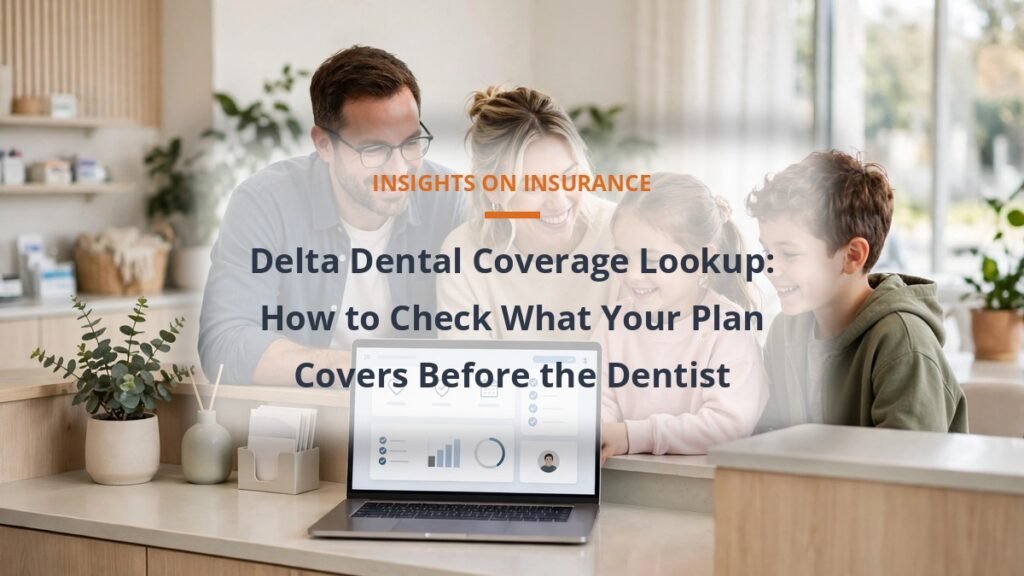Delta Dental coverage lookup family checking benefits on a laptop