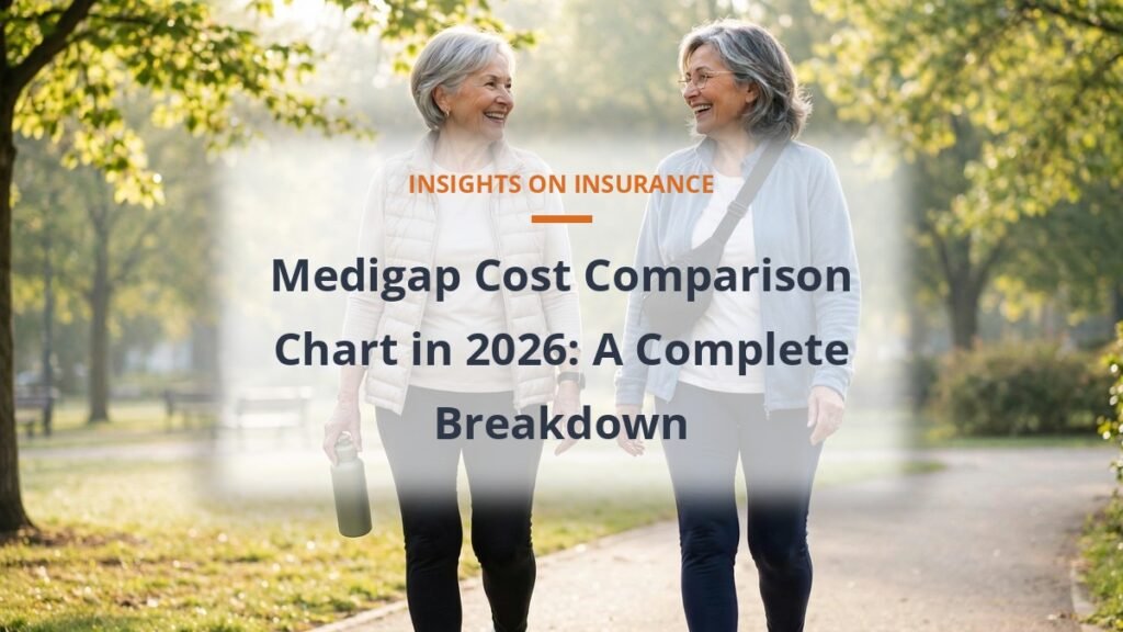 Medigap cost comparison chart 2026, healthy senior woman walking in a sunny park
