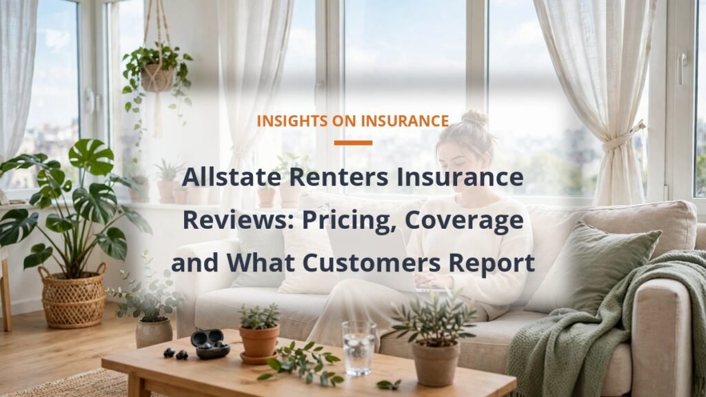 Allstate renters insurance reviews, young renter in a bright apartment living room