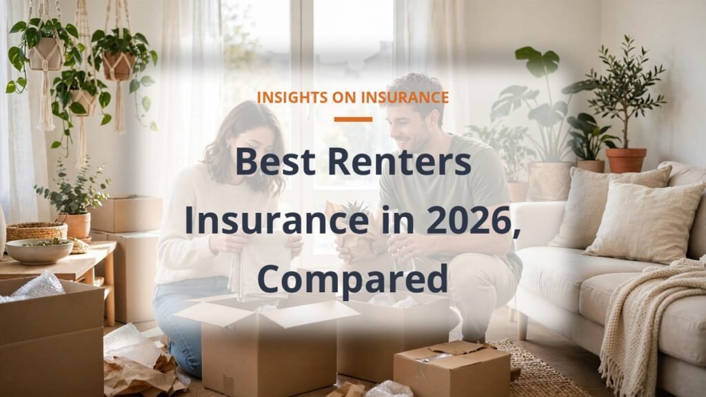 best renters insurance comparison for 2026 showing a couple moving into a bright rental apartment