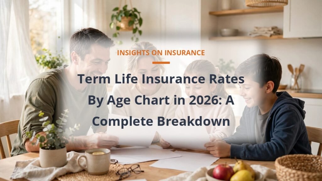 term life insurance rates by age chart with a family reviewing paperwork at home