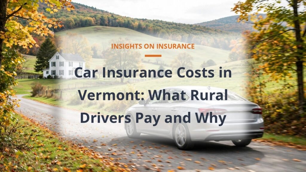 car insurance cost in Vermont rural road sedan autumn hills