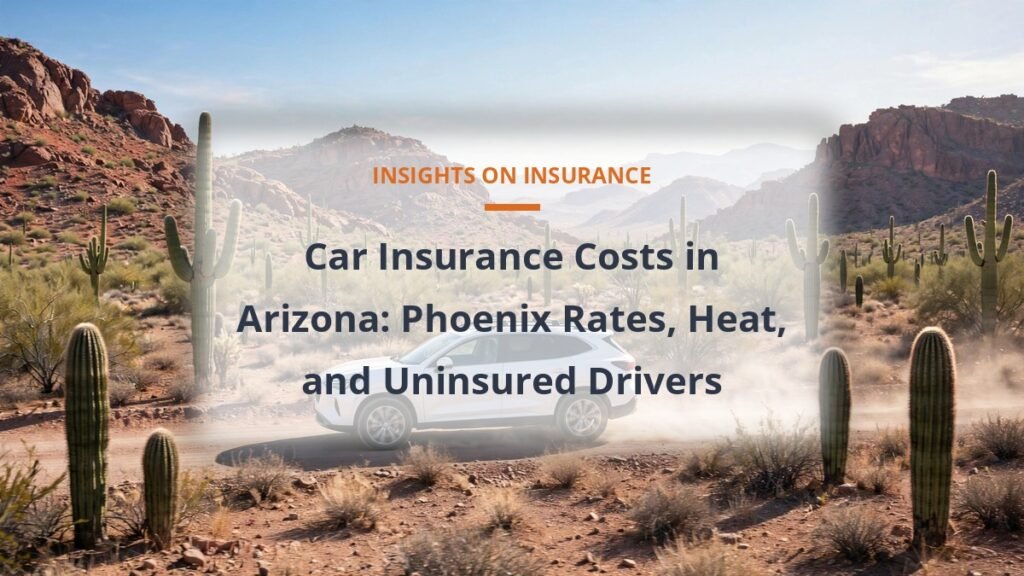 car insurance cost in Arizona Phoenix desert road SUV cactus