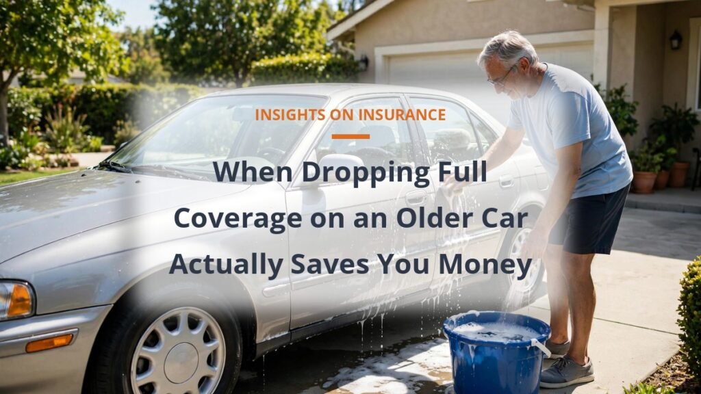 dropping full coverage older car cost well kept sedan driveway