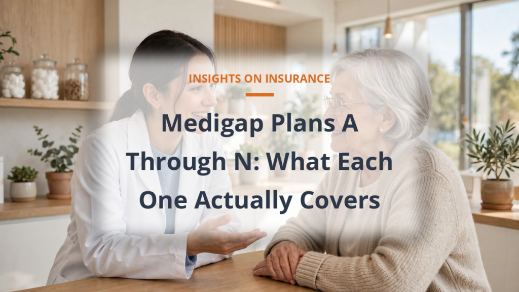 Senior woman discussing Medigap supplement plans with a pharmacist at a bright pharmacy counter