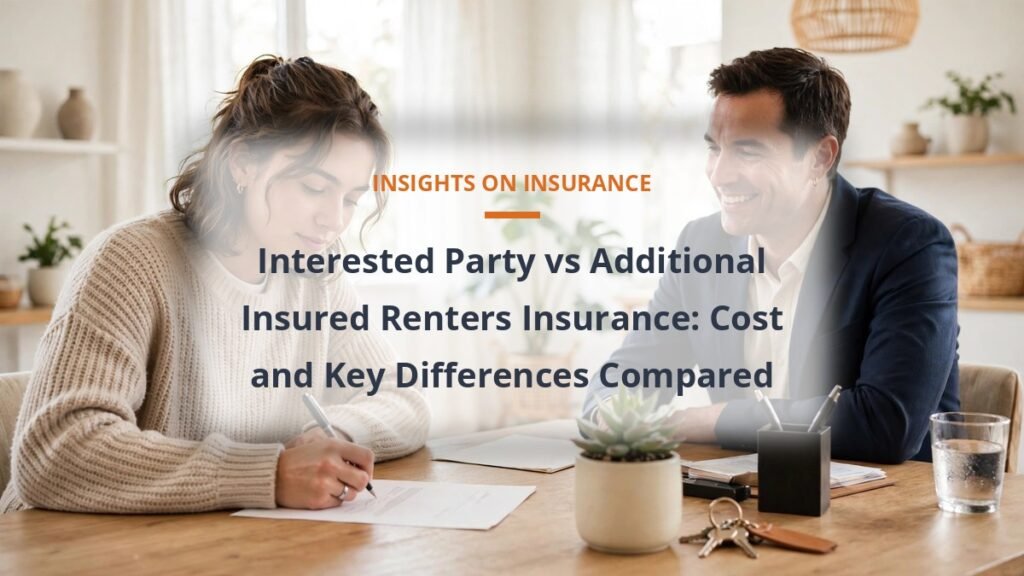 renter signing a lease in a bright apartment, interested party vs additional insured renters insurance
