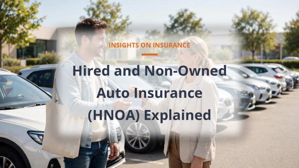 Hired and non-owned auto insurance - rental cars in a bright sunny lot