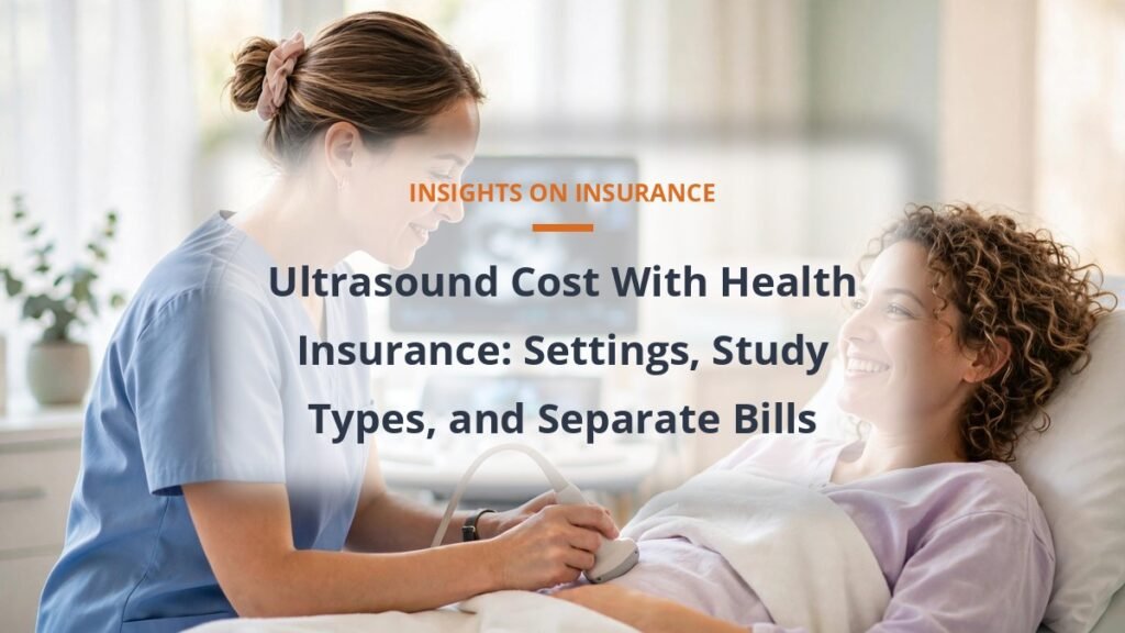 Sonographer performing an ultrasound scan in a bright clinic, ultrasound cost with health insurance