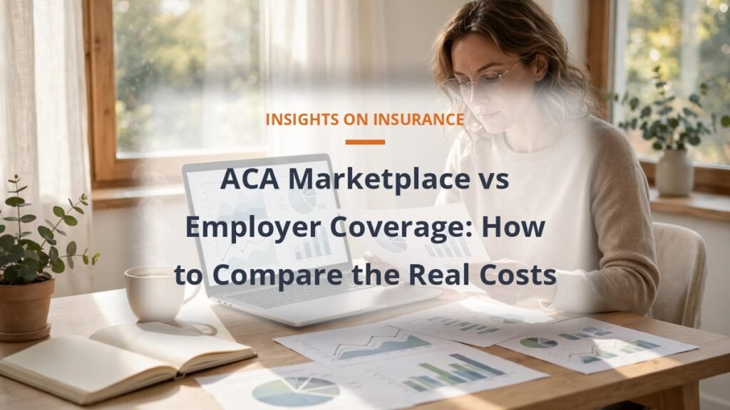 Person comparing health insurance plans on a laptop at a bright home desk