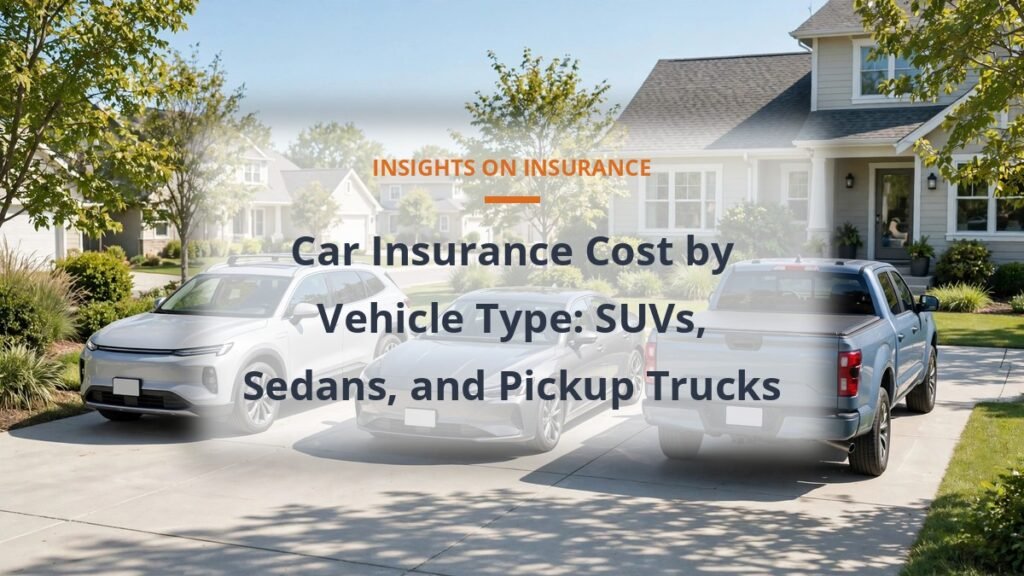 car insurance cost by vehicle type, SUV sedan and pickup truck premiums compared