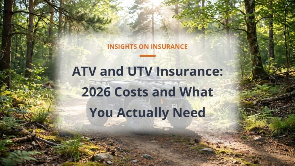 ATV quad on a forest trail, illustrating ATV and UTV insurance costs