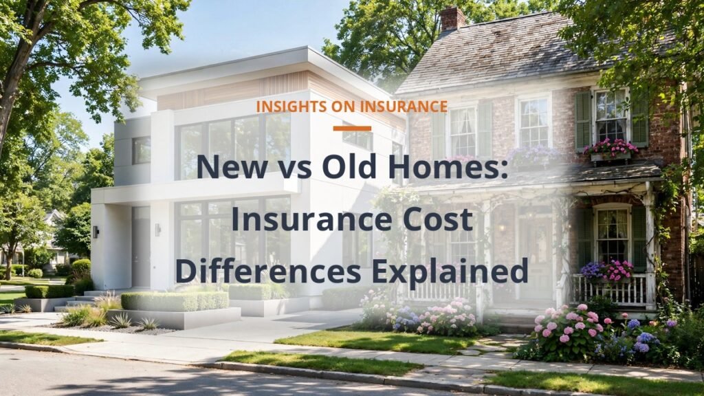 New and old homes on a sunny street showing insurance cost differences by home age