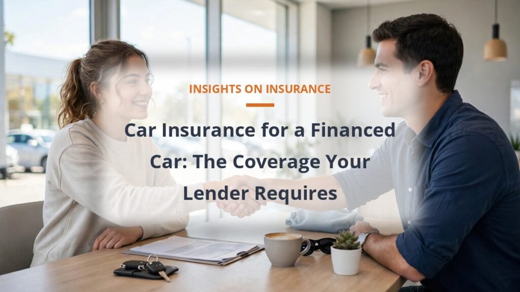 Buyer receiving keys for a financed car at a dealership, lender insurance requirements for a financed car