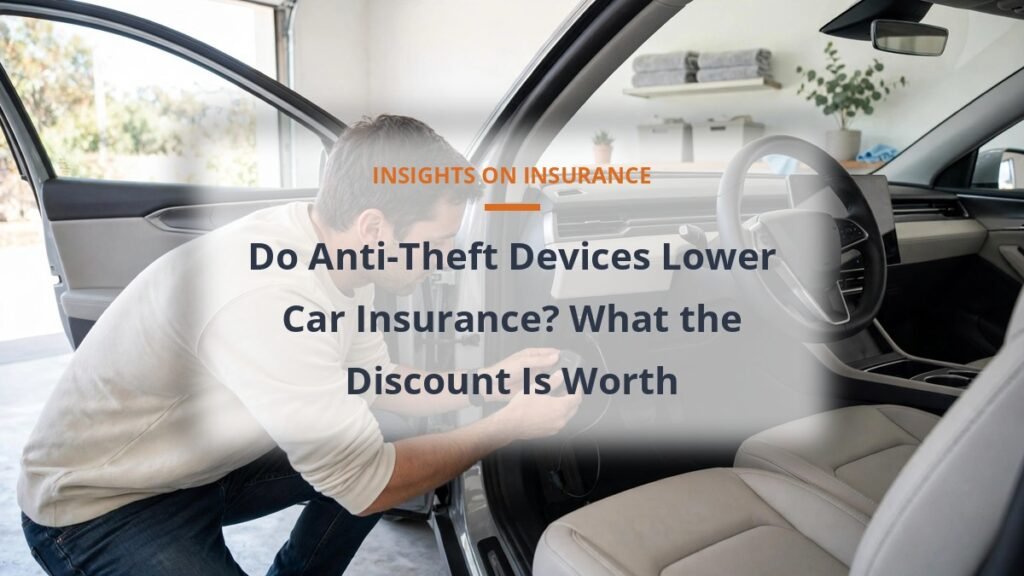 Car owner fitting an anti-theft security device, anti-theft discount on car insurance cost
