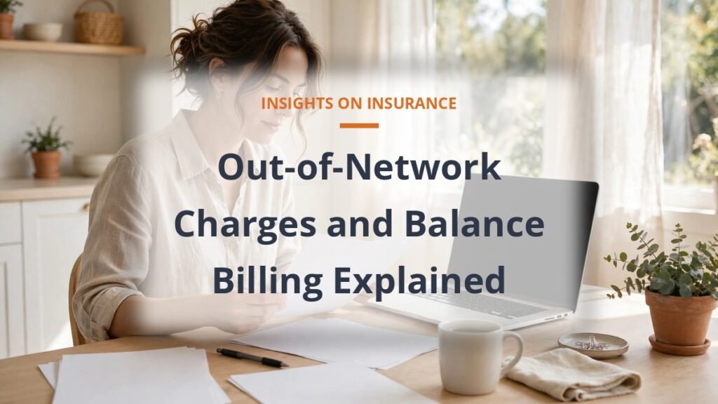 Person reviewing medical bills at home - out-of-network balance billing explained