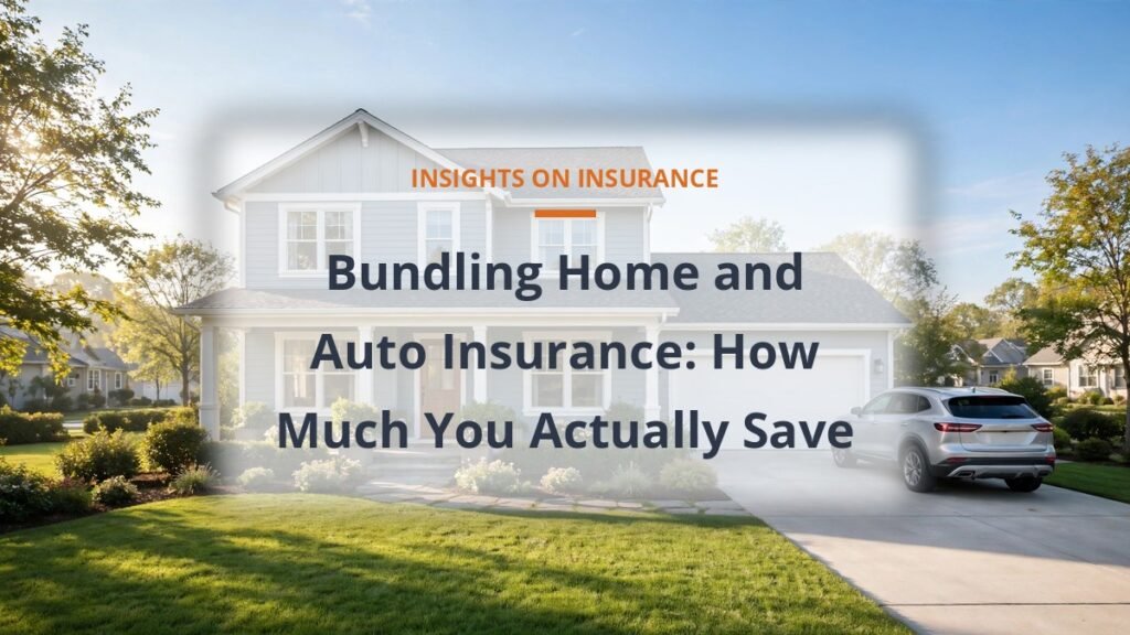 Suburban home with car in driveway - bundling home and auto insurance savings