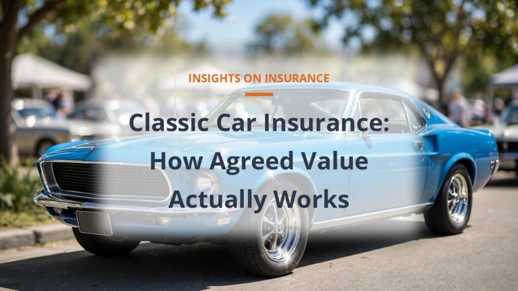 Classic car at a sunny car show - agreed value insurance explained