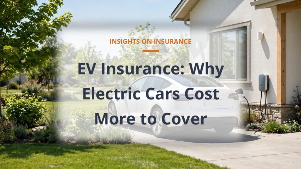 Electric car charging in a sunny home driveway - why EV insurance costs more