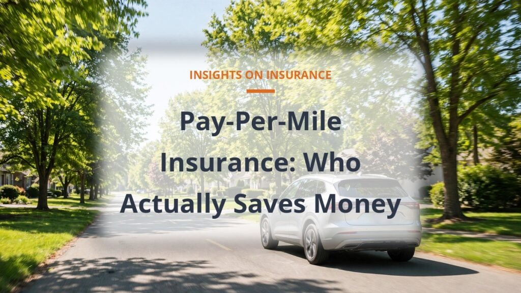 Car driving on a sunny suburban road - pay-per-mile insurance explained