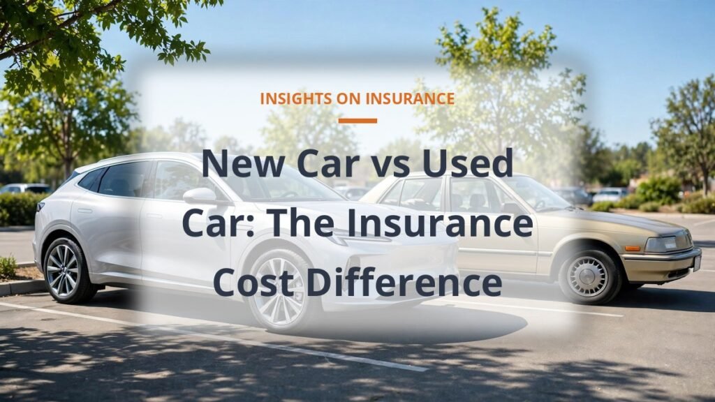 New car next to a used car in bright sunlight - insurance cost comparison