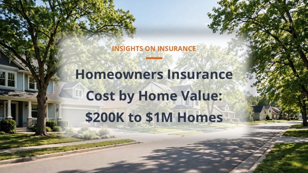 Homeowners insurance cost by home value - sunny suburban street with homes of different sizes