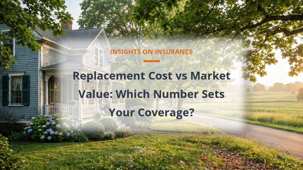 Replacement cost vs market value - older home on a leafy street