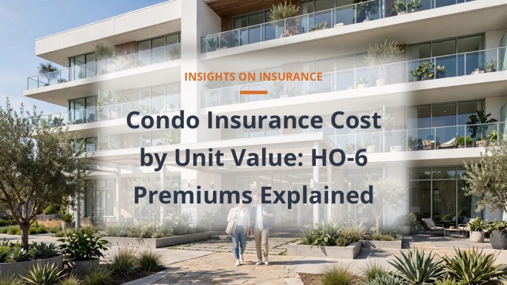 Condo insurance cost by unit value - modern condo building entrance