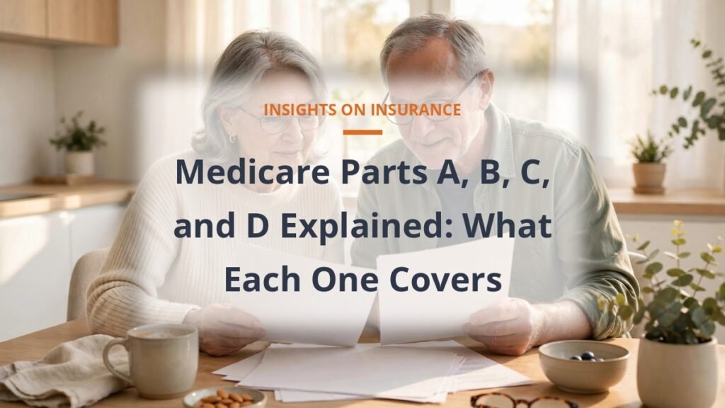 Senior couple reviewing Medicare paperwork at a sunny kitchen table