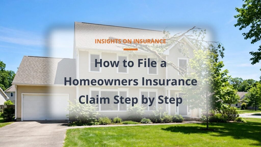 How to file a homeowners insurance claim step by step - suburban home with storm damage