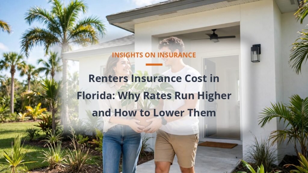 Bright Florida rental home with palm trees, renters insurance cost in Florida guide