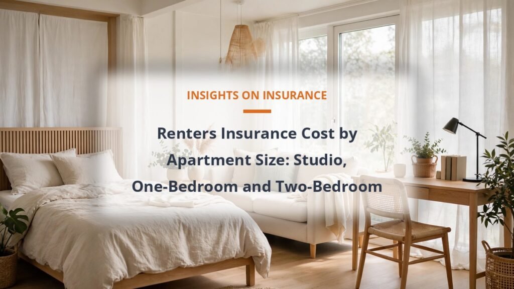 Three apartment sizes from studio to two bedroom, renters insurance cost by apartment size