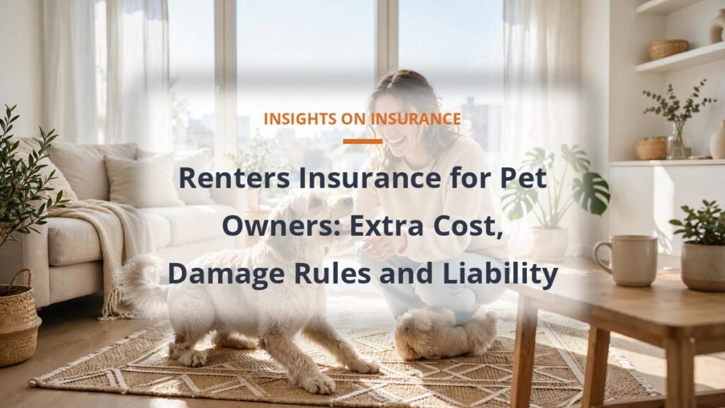Renter with a dog in a bright apartment, renters insurance for pet owners cost guide