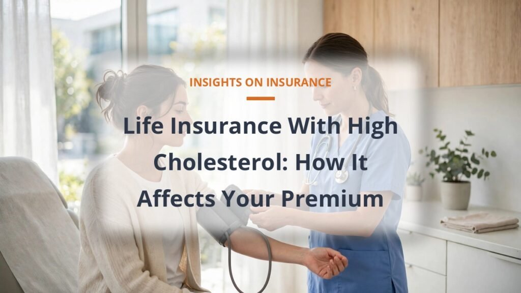 Person having a routine health check in a bright clinic, life insurance cost with high cholesterol guide