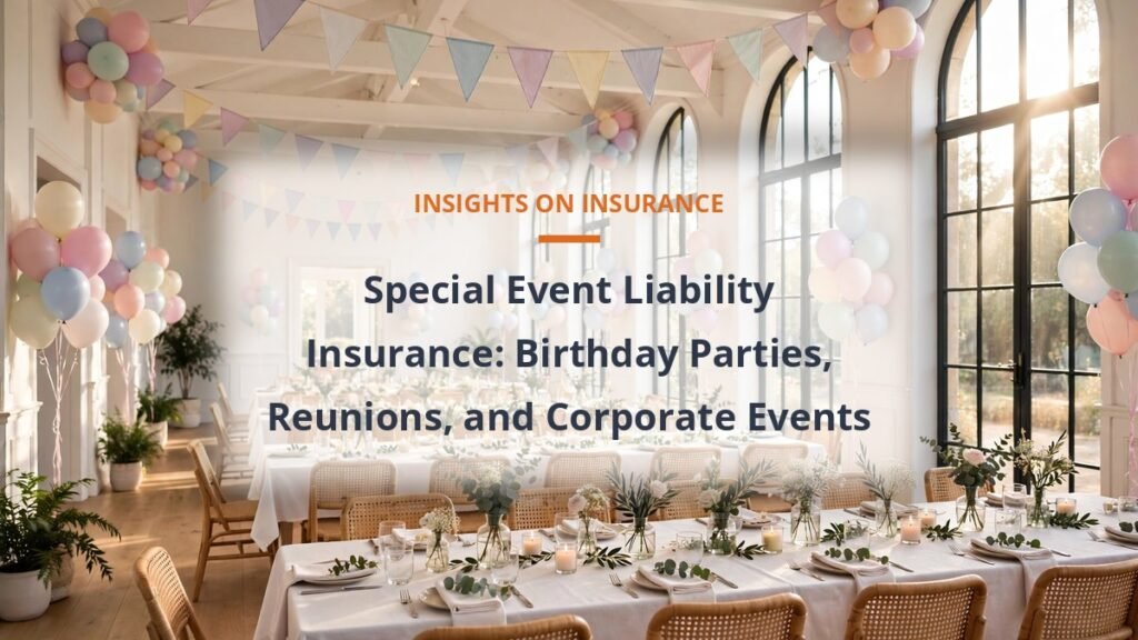 Special event liability insurance for parties reunions and corporate events